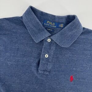 Polo Ralph Lauren Men Large Classic Fit Blue Short Sleeve Polo Shirt Red Pony